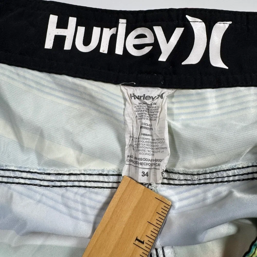 Hurley Striped Board Shorts Swim‎ Trunks Beach Surf Colorful Size 34